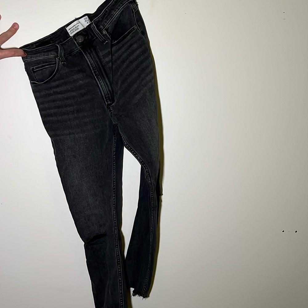 Abercrombie jeans. Ankle length with rips in knees. Worn a handful of times.